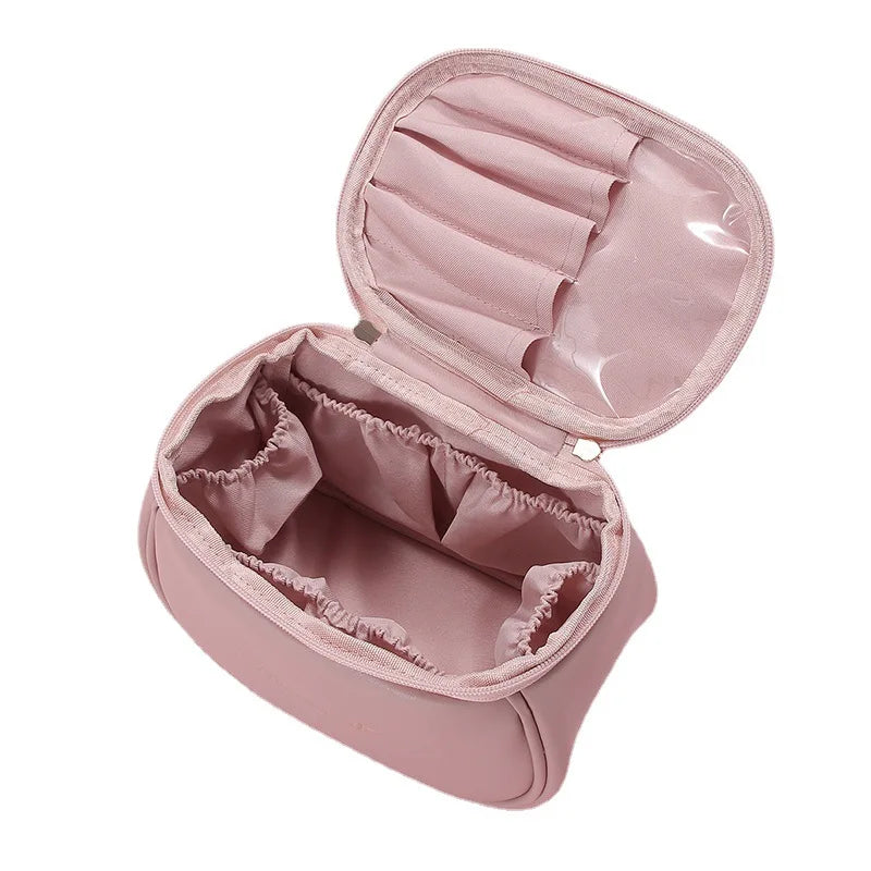 Cute PU Makeup Bag for Women - Waterproof Toiletries Organizer - Travel Make Up Pouch with Large Capacity - Portable Cosmetic Case