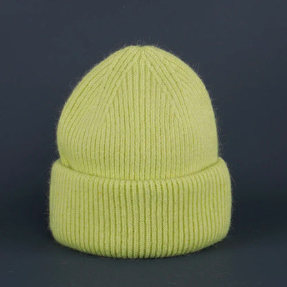 2024 Rabbit Fur Beanie – Soft Fluffy Winter Hat for Women, Angora Knitted Skullies, Warm Bonnet Knit Cap