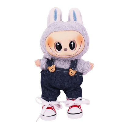 3.8cm Solid Color Lace-Up Canvas Shoes – PU Doll Shoes for 17cm Labubu Doll Clothes & Accessories Gift