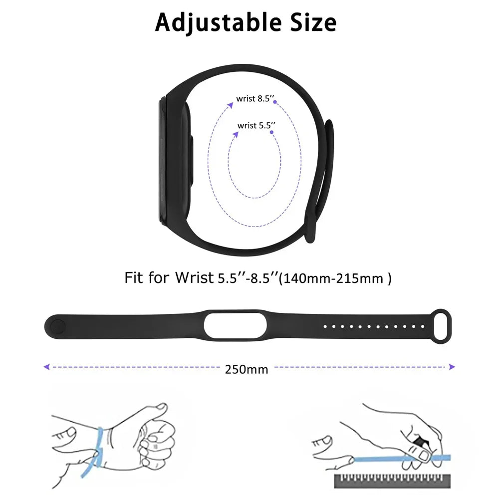 Silicone Strap for Xiaomi Mi Band 3-7 NFC – Sport Replacement Wristband Bracelet