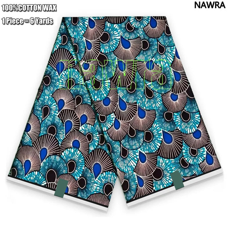 100% Cotton African Real Wax Fabric - Ankara Batik Pagne Sewing Material for Women's Dresses