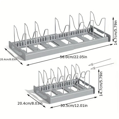 Expandable Kitchen Cabinet Pot Organizer Rack – Adjustable Divider for Pots, Pans & Multi-Purpose Storage
