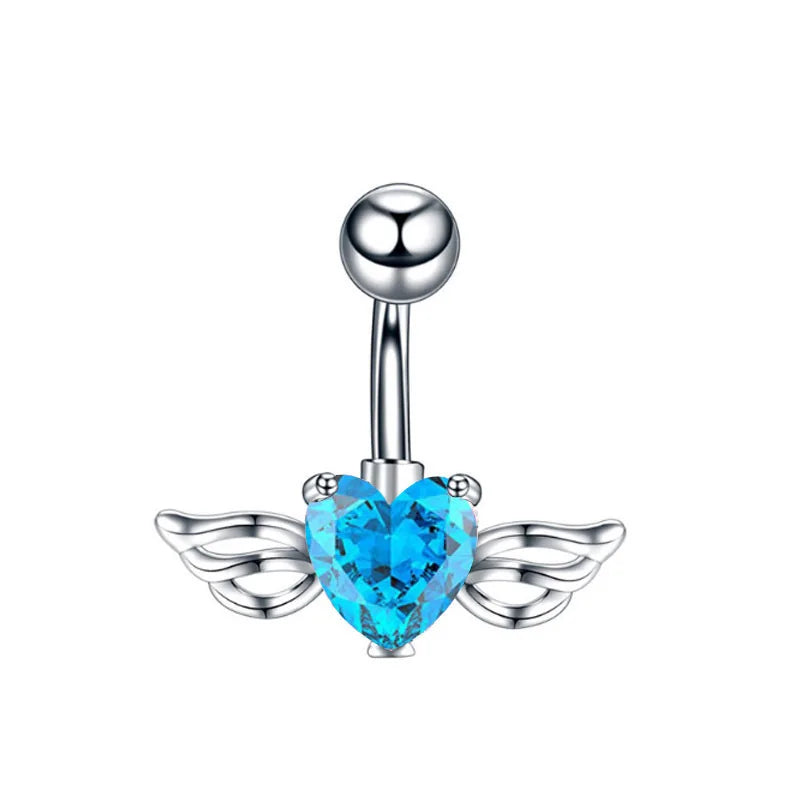 Stainless Steel CZ Belly Button Piercing – Heart & Butterfly Navel Barbell Jewelry for Women Sexy Navel Ring