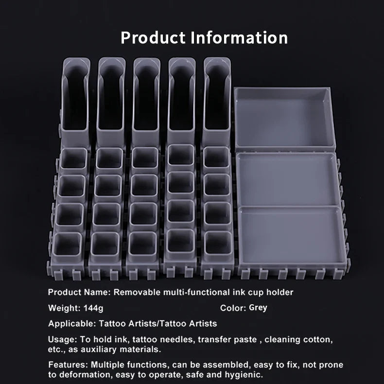 YILONG Multi-Spliced Tattoo Ink Cup & Cartridge Holder — ABS Desktop Storage Rack for Tattoo Accessories