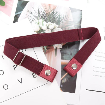 Elastic Buckle-Free Canvas Belt for Women – Stretch Waist Belt for Jeans & Pants, Invisible Lazy Belt