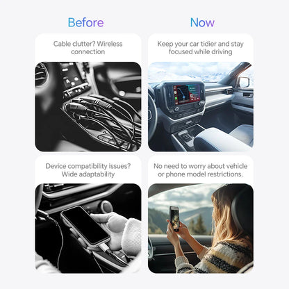 BYLITU Wired to Wireless CarPlay and Android Auto AI Box - 2-in-1 Mini Adapter, Plug and Play Dongle for Quick Connect with Volkswagen