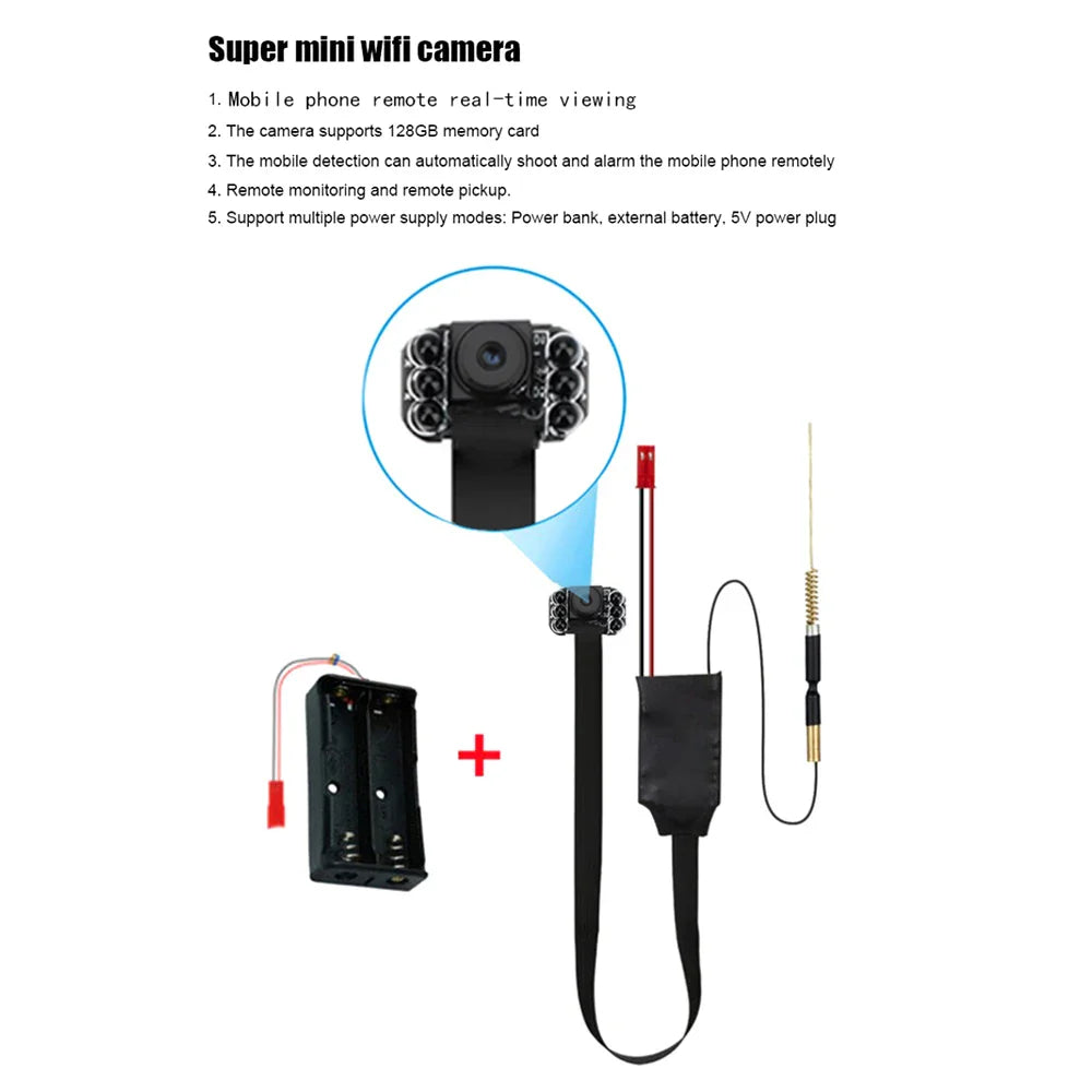 Mini WiFi Security Camera — 4K/1080P HD Wireless Night Vision Camcorder with Voice and Video Surveillance