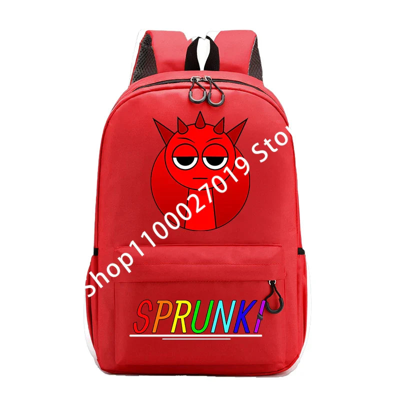Sprunkis Cartoon Anime Backpack for Boys & Girls – Breathable, Wear-Resistant Canvas Schoolbag for Kids