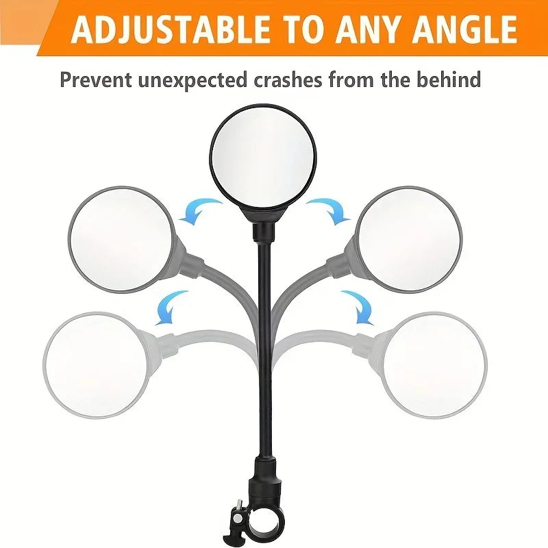 360° Rotatable Bicycle Rearview Handlebar Mirrors – Adjustable Bendable Hose for Mountain Bikes & Motorcycles