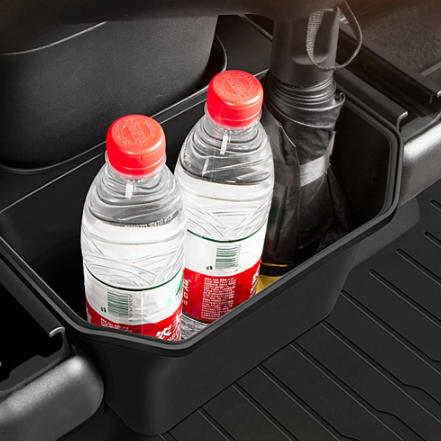Rear Seat Storage Box for Tesla Model Y: Organizer Center Console Bins, Backseat Trash Can, Garbage Bag - Under Seat Tray Accessories