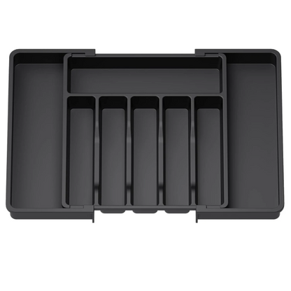 Adjustable Flatware Organizer Tray with Dividers Plastic Utensil Holder for Spoons Forks Knives Storage