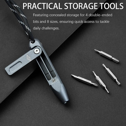 OKNIFE Otacle D1 Titanium EDC Screwdriver – 8-in-1 Multi-Bit with S2 Steel Magnetic Bits, Mini Precision Tool for Work & Daily Use