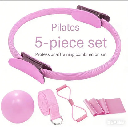 5-Piece Pilates Resistance Ring Set - Yoga Fitness Exercise Bands for Women & Girls