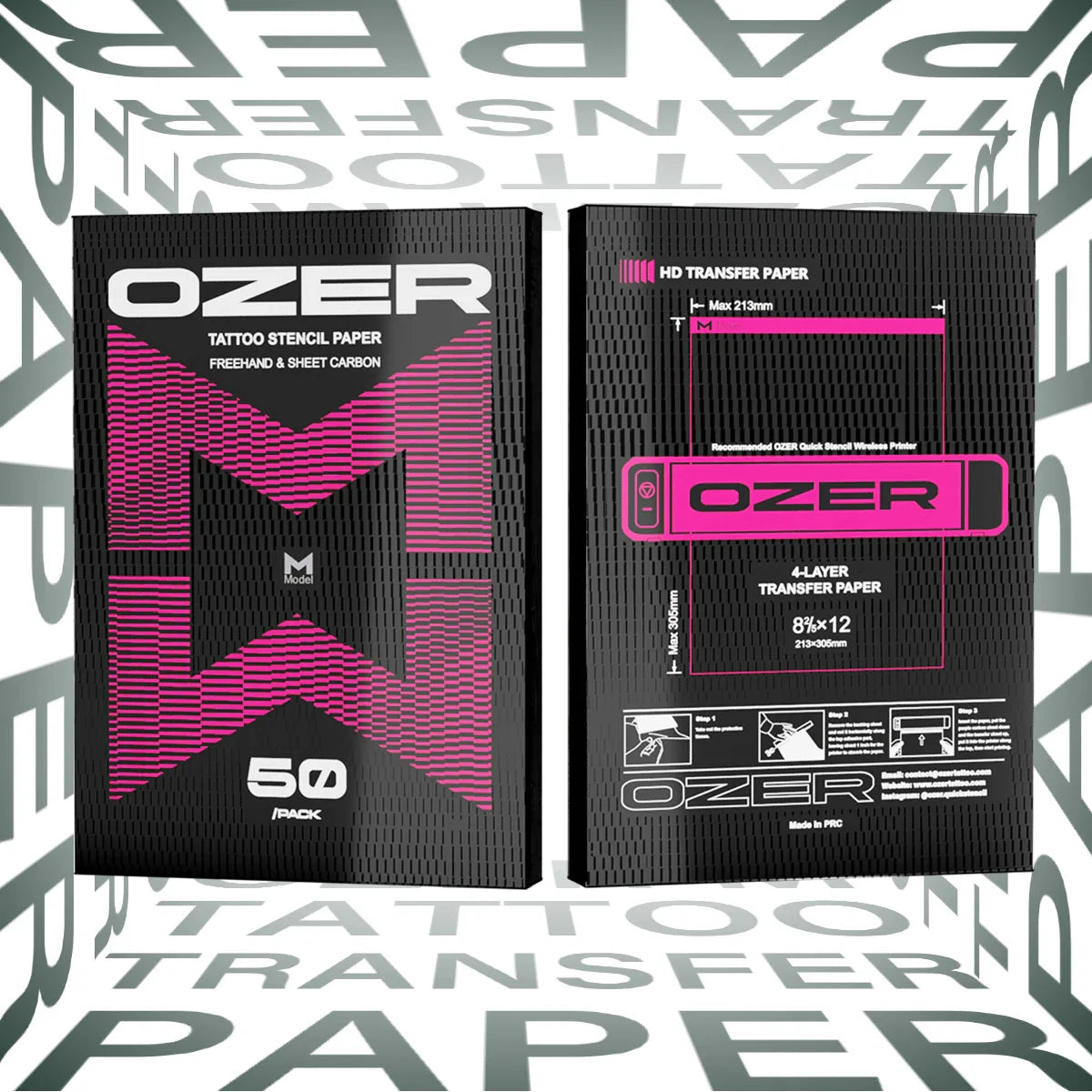 OZER 50 Sheets A4 Tattoo Transfer Paper – Thermal Copier Template Paper for Tattoo Artists
