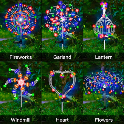 1 Pack Solar Firework Light Outdoor - IP65 Waterproof Solar Garden Flower Lights with 8 Lighting Modes - for Outdoor Lighting