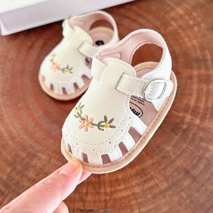 Infant Baby Sandals – Summer Newborn Crib Shoes, Flat First Walkers for Boys & Girls, Wedding Dress Shoes