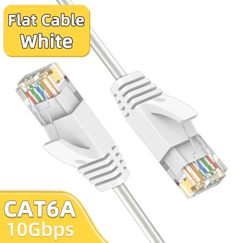Ultra Slim Cat6A Ethernet Cable – 10Gbps 550MHz UTP LAN Patch Cable for Router & Modem