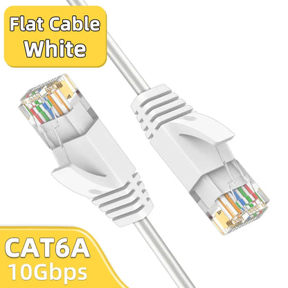 Ultra Slim Cat6A Ethernet Cable – 10Gbps 550MHz UTP LAN Patch Cable for Router & Modem