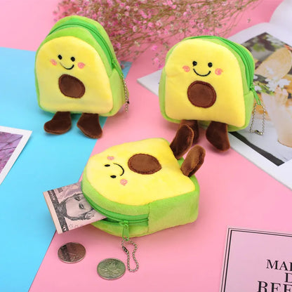 Cute Fruit Avocado Shaped Coin Purse - Plush Key Chain, USB Cable, Lipstick Storage Bag & Pendant Toy Gift