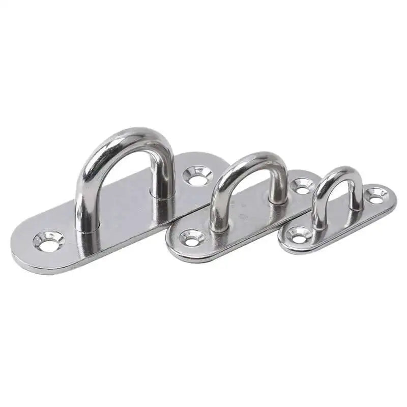 304 Marine Grade Stainless Steel Oval Eye Deck Buckle Staple Set – M5 M6 M8 Fasteners for Boat Shade Sail Mounting