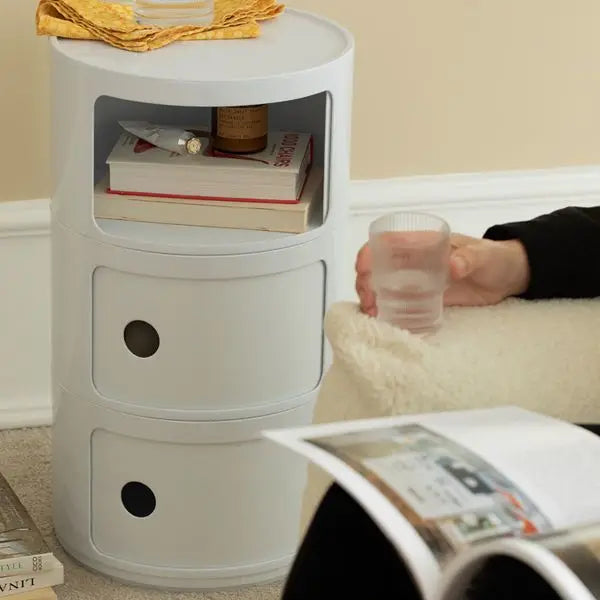 Nordic Round Bedside Table – Mini 2/3/4/5 Layer Cute Storage Cabinet, Creative Living Room & Bedroom Furniture