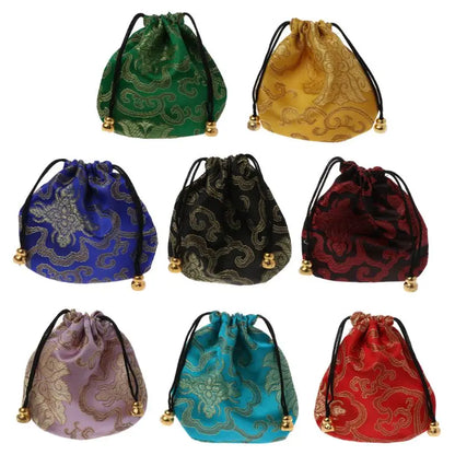 Silk Brocade Drawstring Gift Bags – Embroidered Jewelry, Coin & Candy Pouch for Wedding & Party Favors