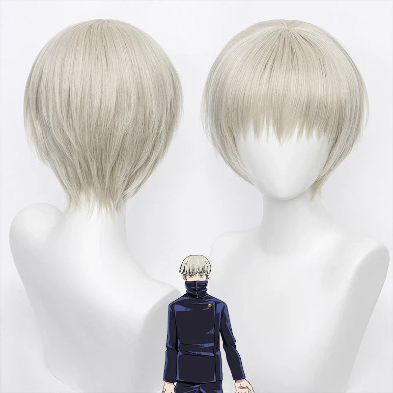 RANYU White Men’s Wig – Short Straight Synthetic Anime Hair, High-Temperature Fiber for Cosplay & Party