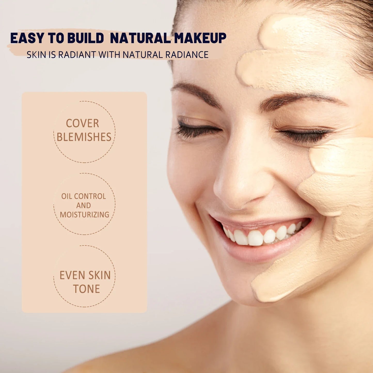 Waterproof CC Cream Foundation SPF 50 – Moisturizing Brightening Concealer with Oil Control, Sun Protection Makeup (1/2/3pcs)