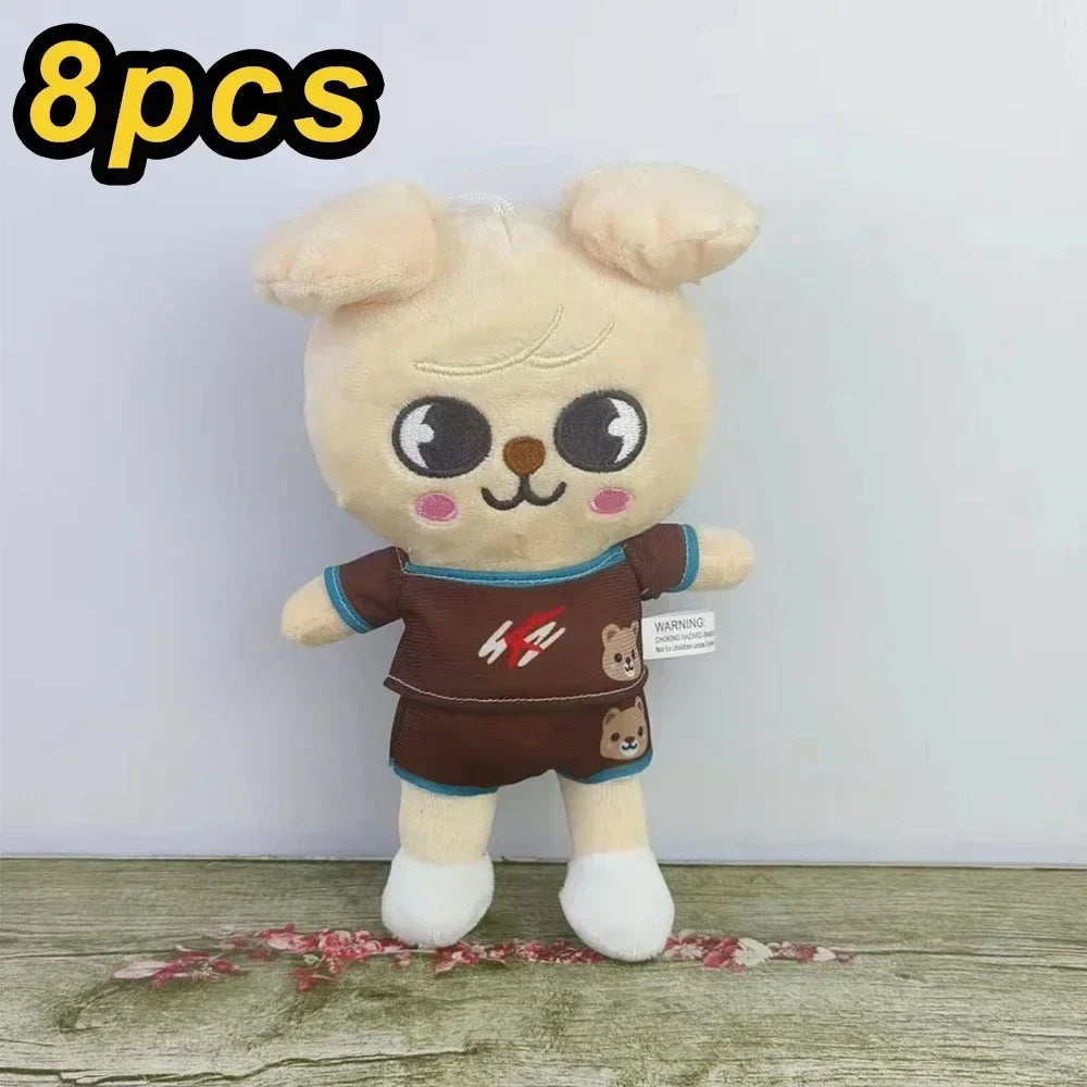 20cm Kawaii Skzoo Plush Toy Set – 8pcs Cartoon Stuffed Animals for Kids, Room Decor & Gifts