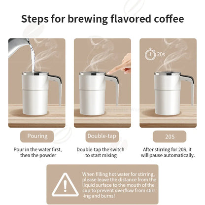 Automatic Stirring Cup – Rechargeable Portable Coffee Mug with Electric Stainless Steel Mixer, Rotating Magnetic Self-Stirring