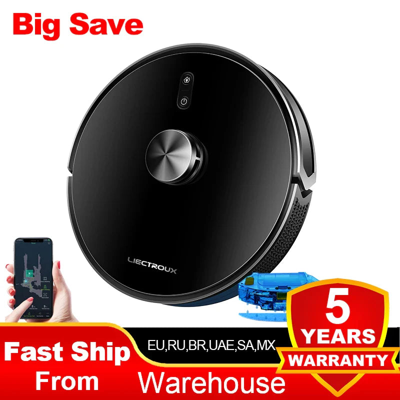 Liectroux LILIN X6 Robot Vacuum Cleaner – 6500Pa Suction Laser Mapping Smart Robot Mop with App Control, Wet & Dry Cleaning, Multi-Floor & Zone Cleaning, Virtual No-Go Areas