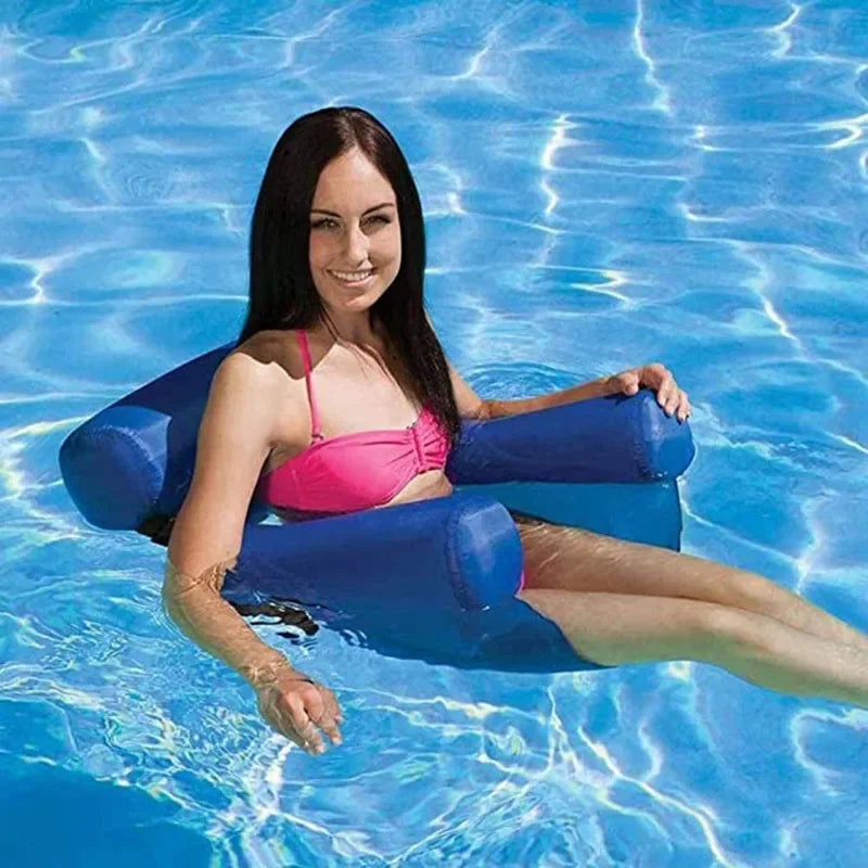 Summer Inflatable Chair: Foldable Floating Row for Swimming Pool, Beach Lounger Bed - PVC Water Hammock Air Mattress for Water Sports