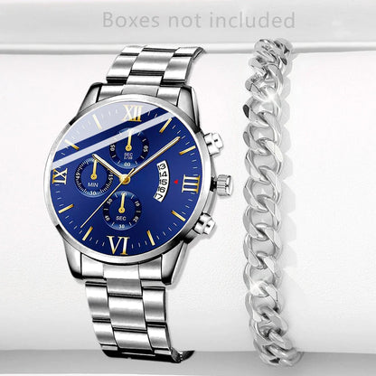 Fashion Men's Stainless Steel Watch – Luxury Quartz Wristwatch with Calendar for Business & Everyday Wear