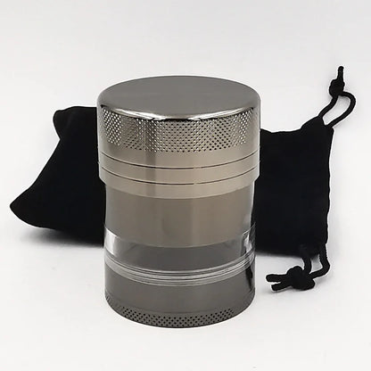 55MM Toothless Metal Herb Grinder — Manual Spice Crusher with Large Capacity & Transparent Screen Catcher