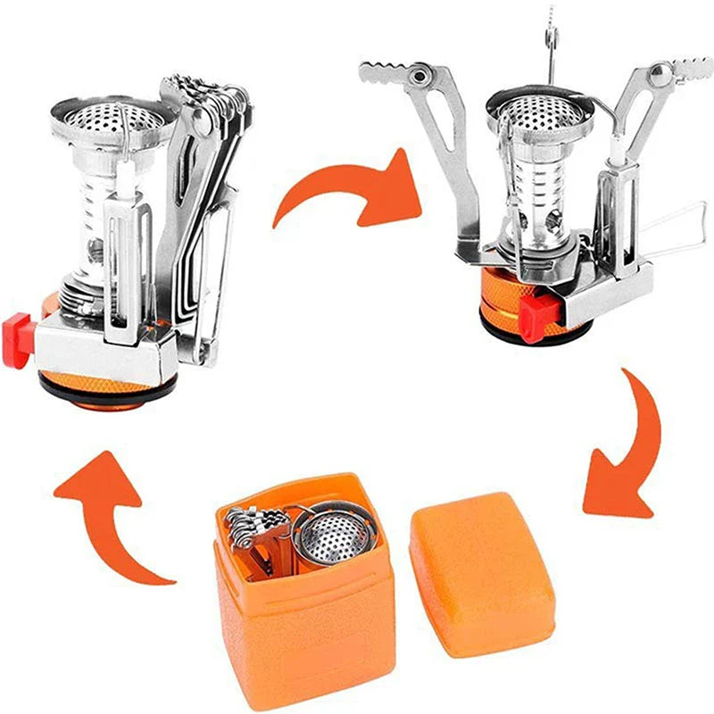 Portable Outdoor Camping Gas Cooker: Aluminum Alloy Ultra-Light Camp Stove for Picnic Cooking - Essential Camping Accessories for Survival Furnace
