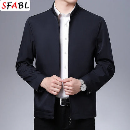 Men’s Business Casual Jacket - Luxury Zipper Blazer Office Coat for Spring and Autumn, Up to 3XL