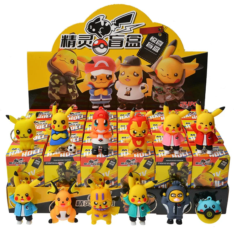 24pcs Pokémon Pikachu Blind Box Figures — Keychain Pendant Toys for Kids’ Christmas Gift