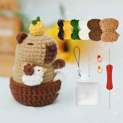 Capybara Crochet Kit – Cute Animal Crochet Set for Beginners, Perfect Christmas Gift for Craft Lovers