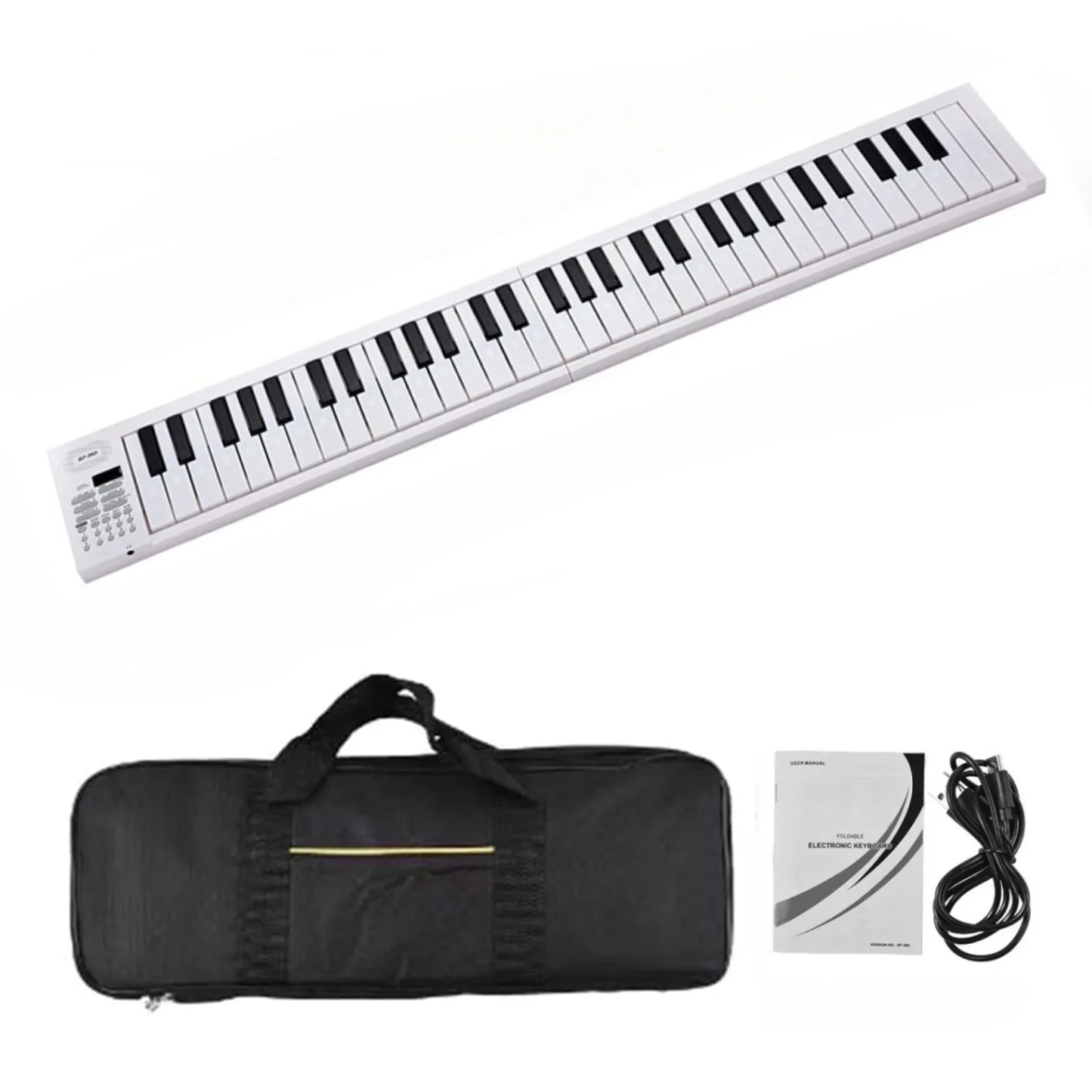 61 Key Foldable Electronic Piano - Portable Keyboard with LED Display, Built-In Battery & Musical Instrument Features