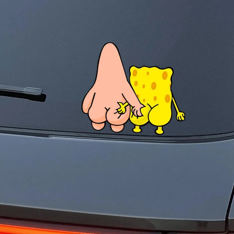 Kawaii SpongeBob SquarePants Car Stickers – Cartoon Personalized Creative Window Decoration for Electric Cars