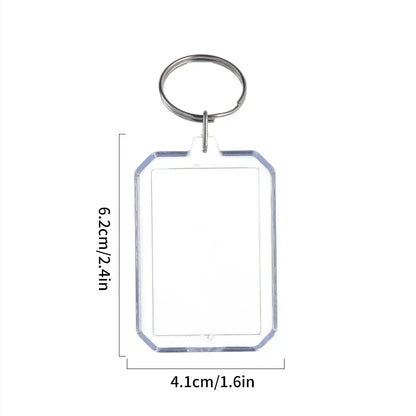 Clear Acrylic Photo Frame Keychains – Blank Rectangle Keyrings for Double-Sided Photos, DIY Supplies (5-100PCS)
