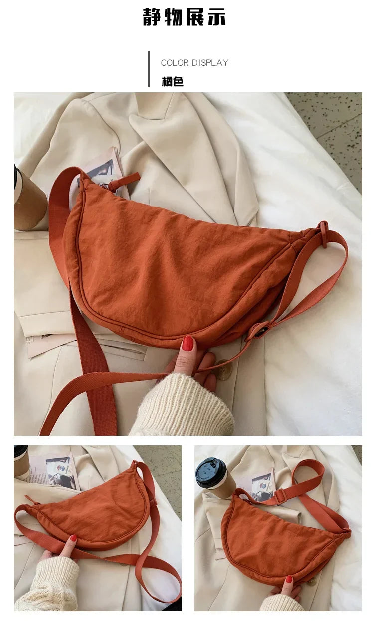 Casual Nylon Hobo Crossbody Bag for Women – Shoulder, Half Moon, Tote Travel Shopper & Purses