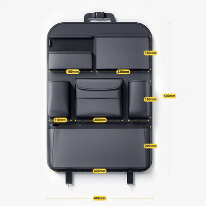 SEAMETAL Car Seat Back Storage Bag – PU Leather Auto Organizer with Tissue Box, Multifunctional Car Storage Accessory