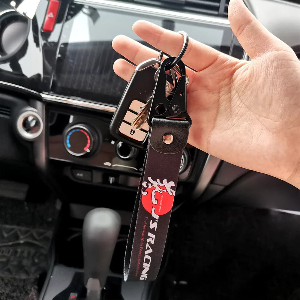 JDM Car Keychain Key Tag – Personality Spring Clip Lanyard for Racing, Modified Nylon Motorcycle & Auto Key Holder Accessories