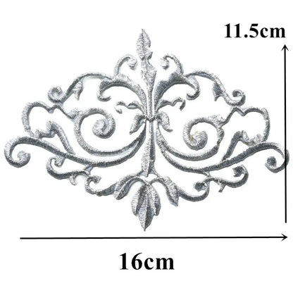 Silver Baroque Sequin Flower Applique – Embroidered Iron-On Patch for Wedding & DIY Crafts