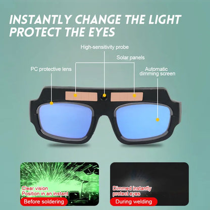 Auto-Darkening Welding Glasses : Argon Arc Eye Protection Goggles with Anti-Glare, Dimming Lens - Welder's Essential Tool