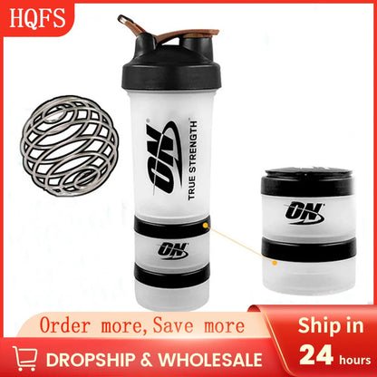 Shaker Protein Bottle - Powder Shaker Cup with Ball Kit, High Capacity Plastic Blender Bottle for Fitness and Water