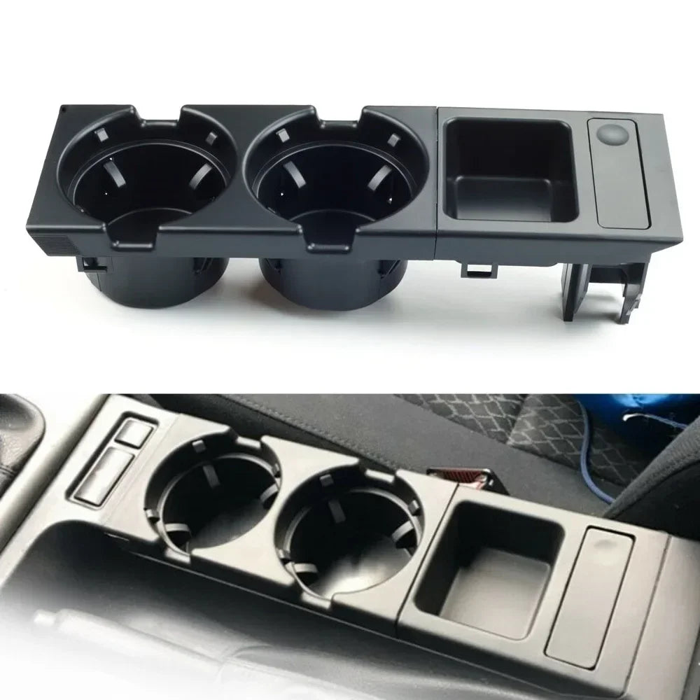 Double Hole Car Storage Box – Coin & Cup Holder for BMW E46 Series 1999-2006, Front Center Console, OEM 51168217953
