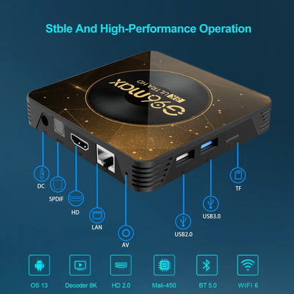 Android 13 8K Ultra HD Smart TV Box, Wifi6, 4GB/64GB, Fast Media Player, Netflix, YouTube, ATV MAXA13
