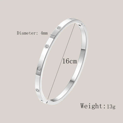 Stainless Steel Cuff Bracelet — Crystal Charm Bangle for Women, Fashion Jewelry